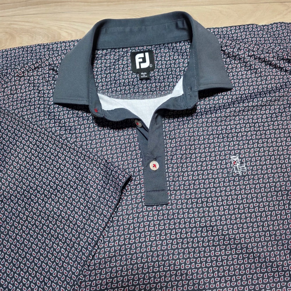FootJoy FJ‎ Pinehurst NO. 2 Golf Polo Shirt Mens L Paisley Rocking Chair Logo